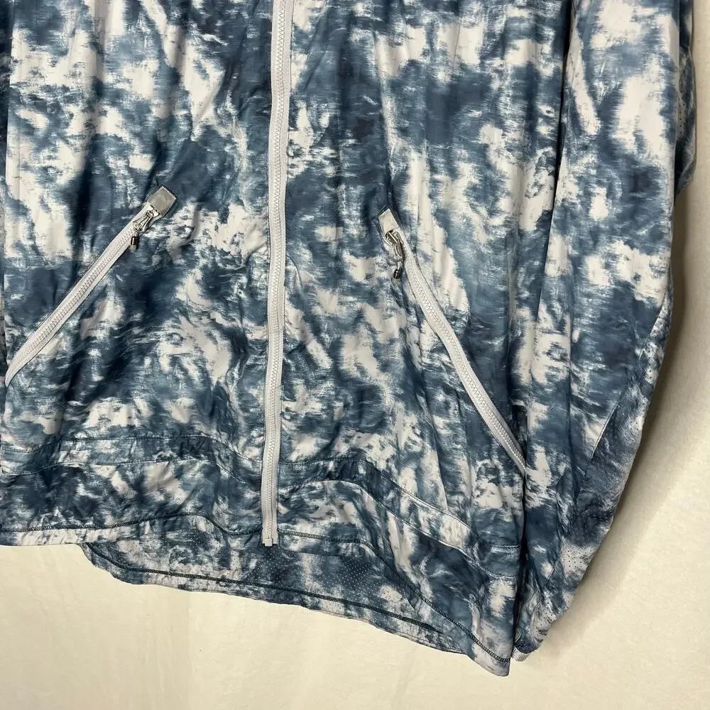 Lululemon Pack It Up Jacket Blue Tie Dye‎ Hooded Windbreaker Size 10